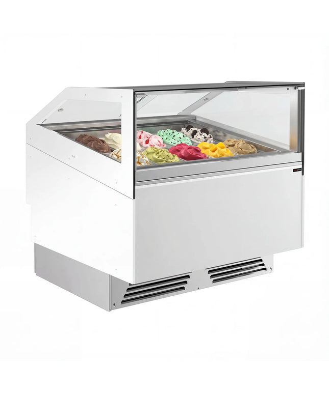 GGM Gastro Ice Cream Display Freezer | ADAM - 1200mm - Ventilated cooling - with LED lighting - for 12 x 5 litres Napoli pans or 8 x 7 litres - White