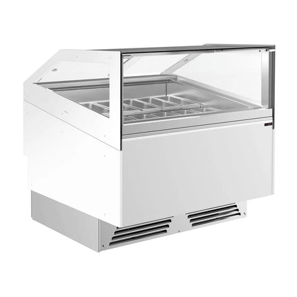 GGM Gastro Ice Cream Display Freezer | ADAM - 1200mm - Ventilated cooling - with LED lighting - for 12 x 5 litres Napoli pans or 8 x 7 litres - White