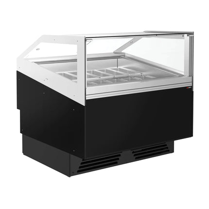 GGM Gastro Ice Cream Display Freezer | ADAM - 1200mm - Ventilated cooling - with LED lighting - for 12 x 5 litres Napoli pans or 8 x 7 litres - Black