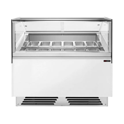 GGM Gastro Ice Cream Display Freezer | ADAM - 1200mm - Ventilated cooling - with LED lighting - for 12 x 5 litres Napoli pans or 8 x 7 litres - White