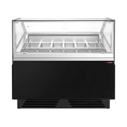GGM Gastro Ice Cream Display Freezer | ADAM - 1200mm - Ventilated cooling - with LED lighting - for 12 x 5 litres Napoli pans or 8 x 7 litres - Black