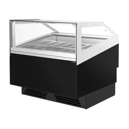GGM Gastro Ice Cream Display Freezer | ADAM - 1200mm - Ventilated cooling - with LED lighting - for 12 x 5 litres Napoli pans or 8 x 7 litres - Black