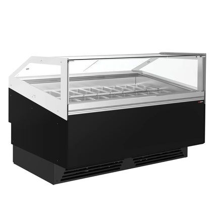 GGM Gastro Ice Cream Display Freezer | ADAM - 1700mm - Ventilated cooling - with LED lighting - for 18 x 5 litres Napoli pans or 12 x 7 litres - Black