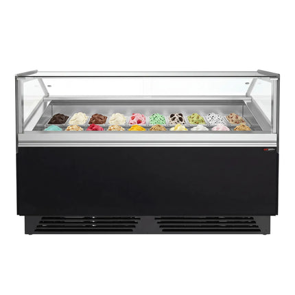 GGM Gastro Ice Cream Display Freezer | ADAM - 1700mm - Ventilated cooling - with LED lighting - for 18 x 5 litres Napoli pans or 12 x 7 litres - Black