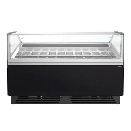 GGM Gastro Ice Cream Display Freezer | ADAM - 1700mm - Ventilated cooling - with LED lighting - for 18 x 5 litres Napoli pans or 12 x 7 litres - Black