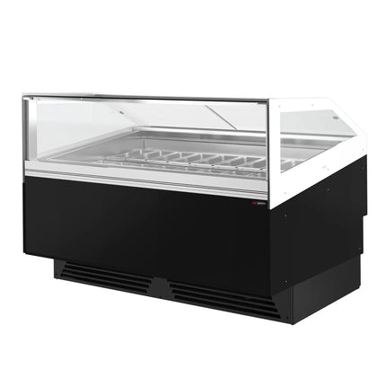 GGM Gastro Ice Cream Display Freezer | ADAM - 1700mm - Ventilated cooling - with LED lighting - for 18 x 5 litres Napoli pans or 12 x 7 litres - Black