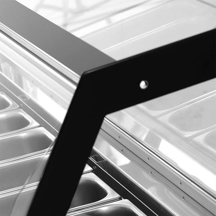 GGM Gastro Ice Cream Display Freezer | EMMA - 1190mm - Ventilated cooling - with LED lighting - for 6 x 5 litres Napoli pans or 4 x 7 litres - Black - rear sliding doors