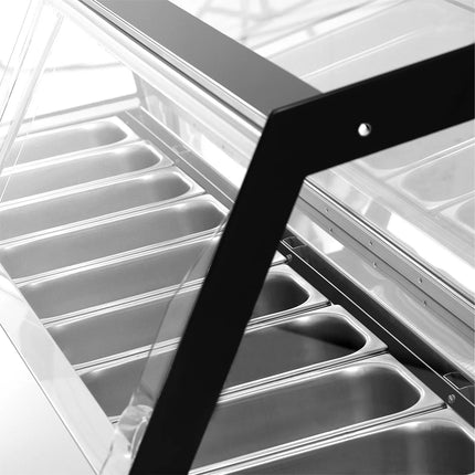 GGM Gastro Ice Cream Display Freezer | EMMA - 1715mm - Ventilated cooling - with LED lighting - for 9 x 5 litres Napoli pans or 6 x 7 litres - Black - rear sliding doors