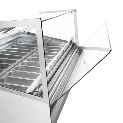 GGM Gastro Ice Cream Display Freezer | IVY - 1606mm - Ventilated cooling - with LED lighting - for 16 x 5 litres Napoli pans - White
