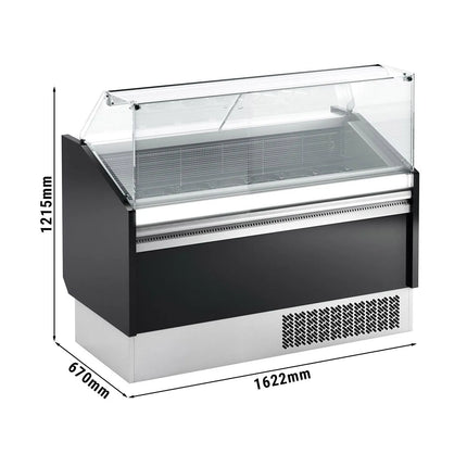 GGM Gastro Ice Cream Display Freezer | LEVI - 1620mm - Static cooling - with LED lighting - for 9+9 x 5 litres Napoli pans - Black