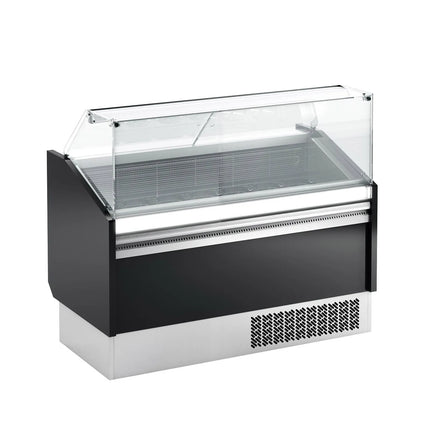 GGM Gastro Ice Cream Display Freezer | LEVI - 1620mm - Static cooling - with LED lighting - for 9+9 x 5 litres Napoli pans - Black