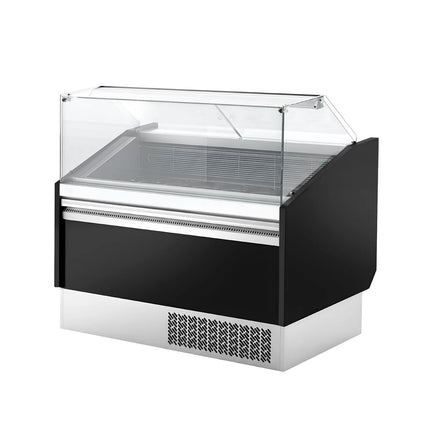 GGM Gastro Ice Cream Display Freezer | LEVI - 1620mm - Static cooling - with LED lighting - for 9+9 x 5 litres Napoli pans - Black