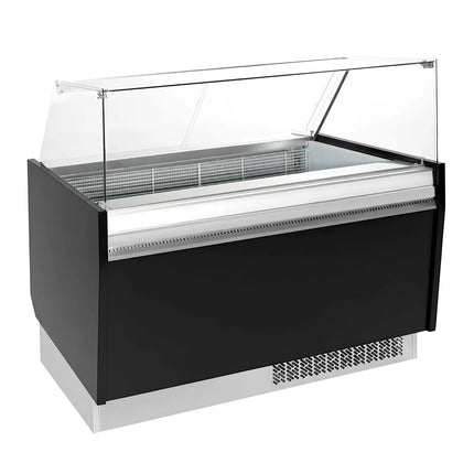GGM Gastro Ice Cream Display Freezer | LEVI - 1620mm - Static cooling - with LED lighting - for 9+9 x 5 litres Napoli pans - Black
