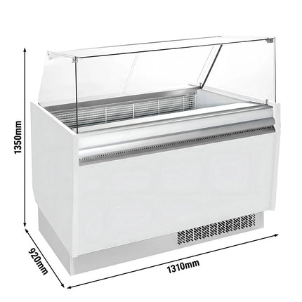 GGM Gastro Ice Cream Display Freezer | LIAM - 1310mm - Static cooling - with LED lighting - for 10 x 5 litres Napoli pans - White