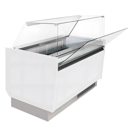 GGM Gastro Ice Cream Display Freezer | LIAM - 1310mm - Static cooling - with LED lighting - for 10 x 5 litres Napoli pans - White
