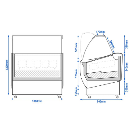 GGM Gastro Ice Cream Display Freezer | LUCA - 1060mm - Ventilated cooling - for 7 x 5 litres Napoli pans