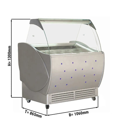 GGM Gastro Ice Cream Display Freezer | LUCA - 1060mm - Ventilated cooling - for 7 x 5 litres Napoli pans