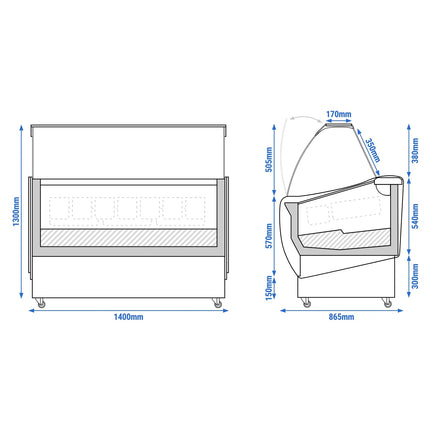 GGM Gastro Ice Cream Display Freezer | LUCA - 1400mm - Ventilated cooling - for 10 x 5 litres Napoli pans