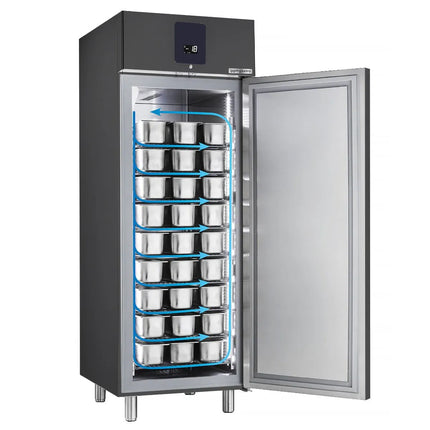 GGM Gastro Ice Cream Display Freezer PREMIUM PLUS - 647L - with 1 door - For 48x 5L or 32x 7L ice cream containers - Anthracite