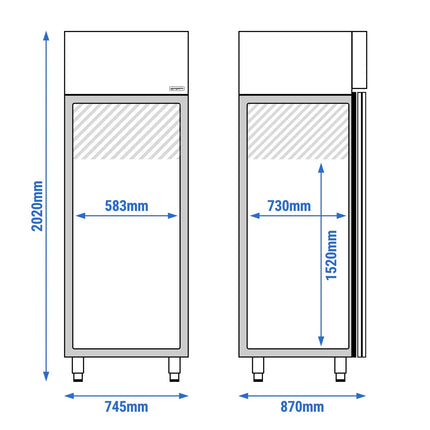 GGM Gastro Ice Cream Display Freezer PREMIUM PLUS - 647L - with 1 door - For 48x 5L or 32x 7L ice cream containers - Anthracite
