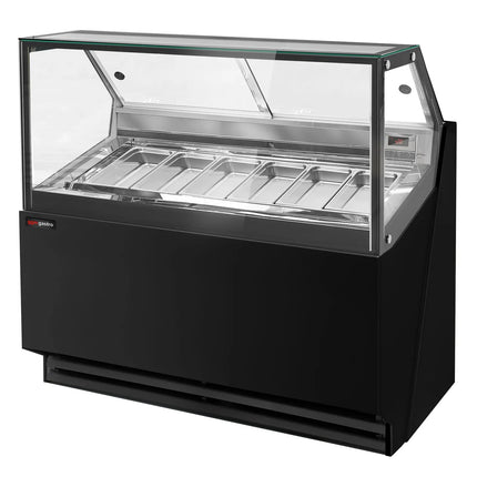 GGM Gastro Ice Cream Display Freezer | THEO - 1300mm - Ventilated cooling - with LED lighting - for 6 x 5 litres Napoli pans - Black