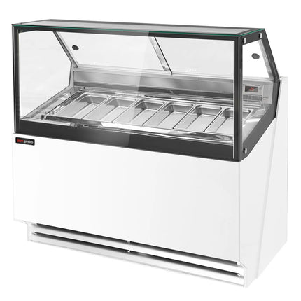 GGM Gastro Ice Cream Display Freezer | THEO - 1300mm - Ventilated cooling - with LED lighting - for 6 x 5 litres Napoli pans - White