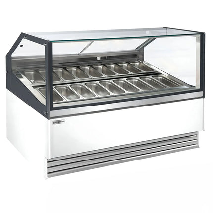GGM Gastro Ice Cream Display Freezer | THEO - 1730mm - Ventilated cooling - with LED lighting - for 18 x 5 litres Napoli pans - White