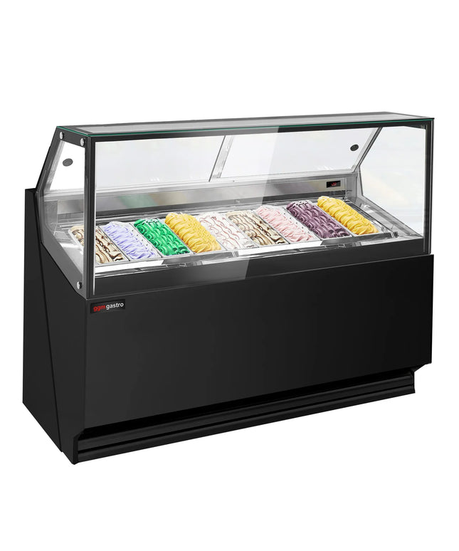 GGM Gastro Ice Cream Display Freezer THEO – 1771 mm – Ventilated – for 9× 5 Litres Ice cream containers – Black