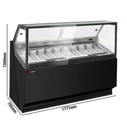 GGM Gastro Ice Cream Display Freezer THEO – 1771 mm – Ventilated – for 9× 5 Litres Ice cream containers – Black