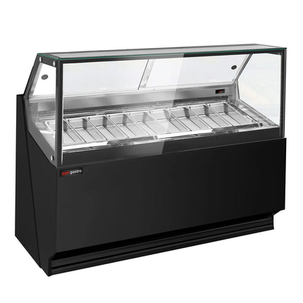 GGM Gastro Ice Cream Display Freezer THEO – 1771 mm – Ventilated – for 9× 5 Litres Ice cream containers – Black
