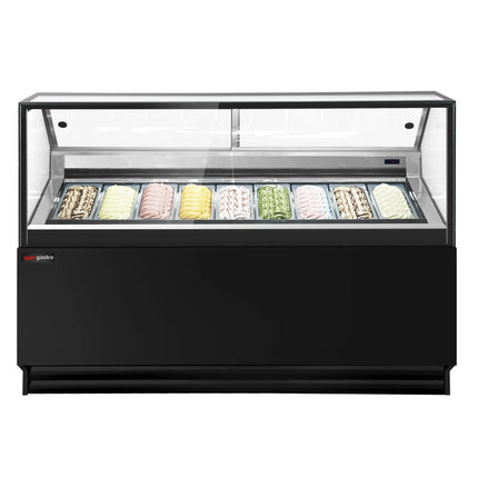 GGM Gastro Ice Cream Display Freezer THEO – 1771 mm – Ventilated – for 9× 5 Litres Ice cream containers – Black