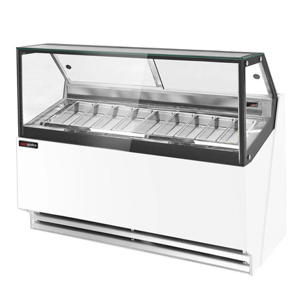 GGM Gastro Ice Cream Display Freezer | THEO - 1771mm - Ventilated cooling - with LED lighting - for 9 x 5 litres Napoli pans - White