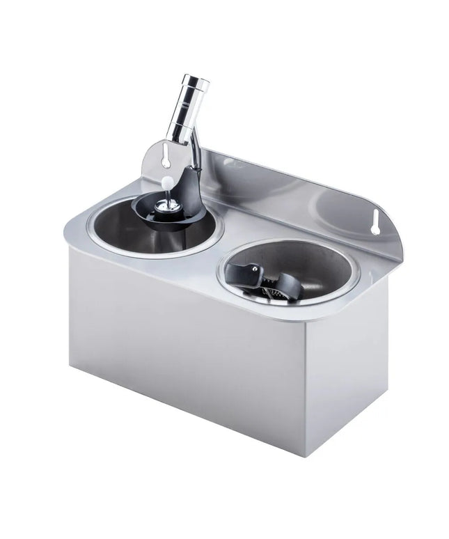 GGM Gastro Ice Cream Scoop Rinse 312x161x210mm WATERSTOP with integrated automatic water stop with integrated backflow preventer & integrated flow regulator incl. sieve plate incl. sieve insert - Stainless Steel - CNS - 1 bottom opening