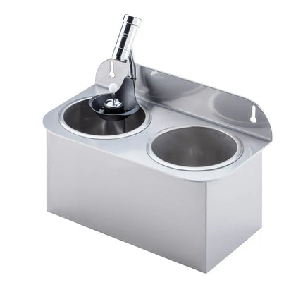 GGM Gastro Ice Cream Scoop Rinse 312x161x210mm WATERSTOP with integrated automatic water stop with integrated backflow preventer & integrated flow regulator incl. sieve plate incl. sieve insert - Stainless Steel - CNS - 1 bottom opening