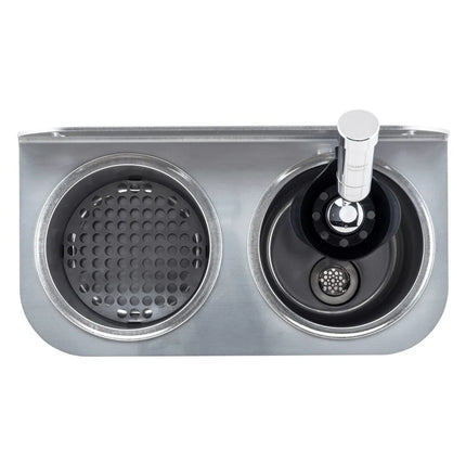 GGM Gastro Ice Cream Scoop Rinse 312x161x210mm WATERSTOP with integrated automatic water stop with integrated backflow preventer & integrated flow regulator incl. sieve plate incl. sieve insert - Stainless Steel - CNS - 1 bottom opening