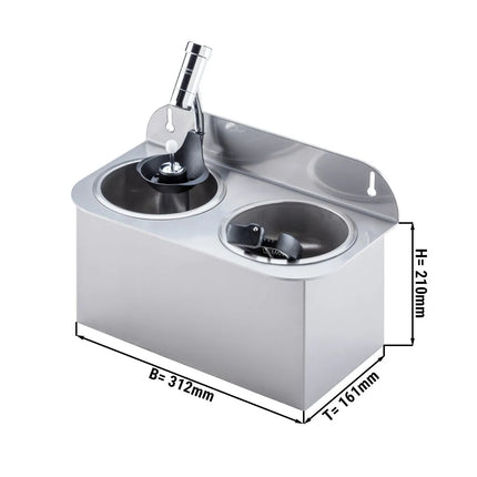 GGM Gastro Ice Cream Scoop Rinse 312x161x210mm WATERSTOP with integrated automatic water stop with integrated backflow preventer & integrated flow regulator incl. sieve plate incl. sieve insert - Stainless Steel - CNS - 1 bottom opening
