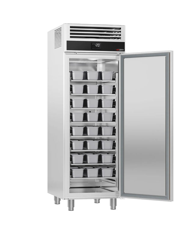 GGM Gastro Ice Cream Storage Freezer Stainless Steel - with 1 door - for 48x 5L or 32x 7L Ice Cream Containers