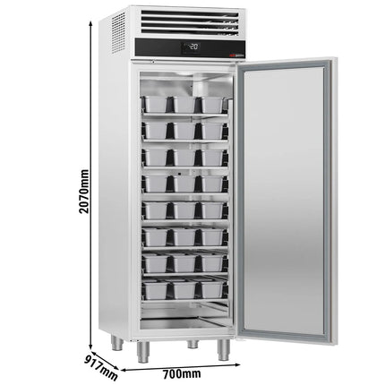 GGM Gastro Ice Cream Storage Freezer Stainless Steel - with 1 door - for 48x 5L or 32x 7L Ice Cream Containers