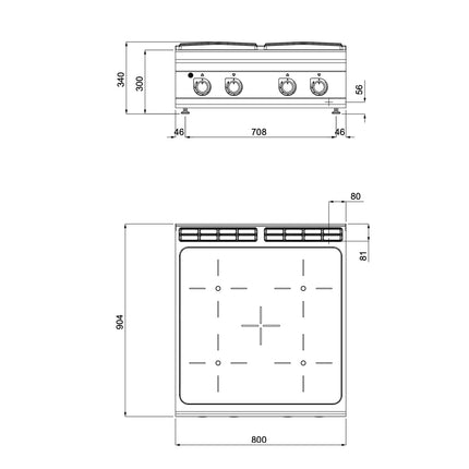 GGM Gastro Infrared Hob - 16kW - 4 zones