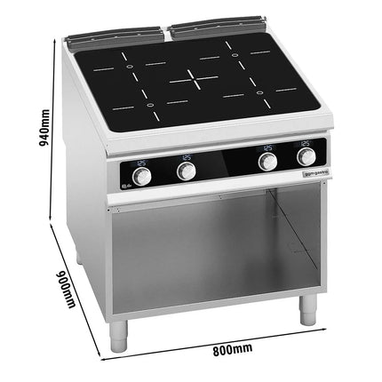 GGM Gastro Infrared Hob - 16kW - 4 zones - with open base shelf - Bflex Digital