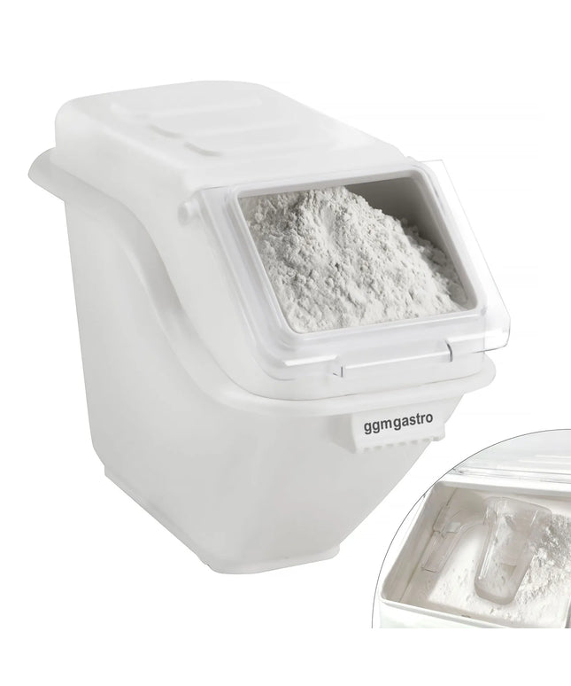 GGM Gastro Ingredient Bin - with Flip Lid - 20L - Polypropylene - White - Stackable