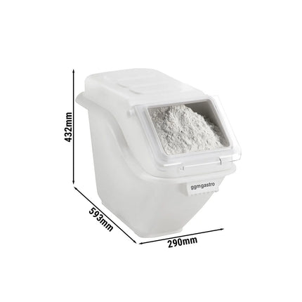 GGM Gastro Ingredient Bin - with Flip Lid - 20L - Polypropylene - White - Stackable