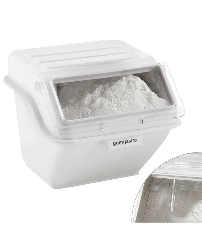 GGM Gastro Ingredient Bin - with Flip Lid - 40L - Polypropylene - White - Stackable