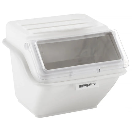 GGM Gastro Ingredient Bin - with Flip Lid - 40L - Polypropylene - White - Stackable