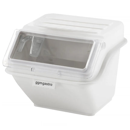 GGM Gastro Ingredient Bin - with Flip Lid - 40L - Polypropylene - White - Stackable