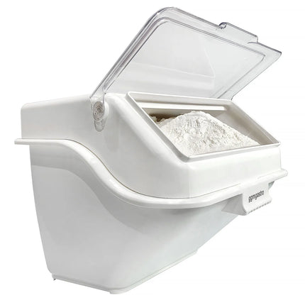 GGM Gastro Ingredient Bin - with Flip Lid - 40L - Polypropylene - White - Stackable