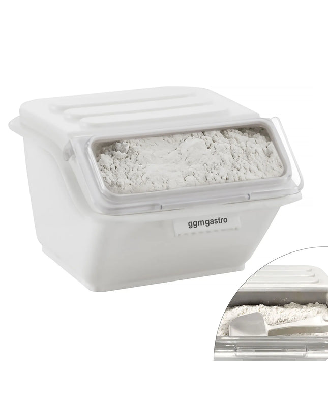 GGM Gastro Ingredient Bin - with Flip Lid - 8L - Polypropylene - White - Stackable