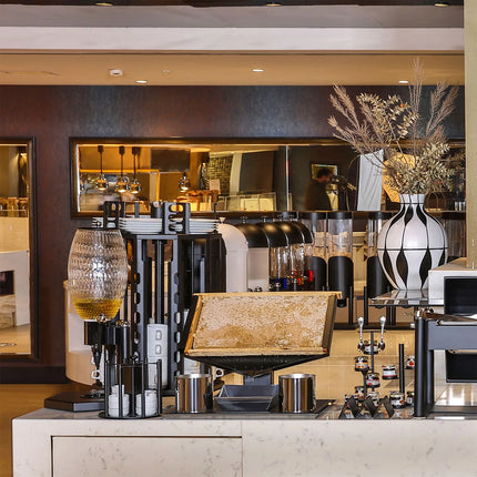 GGM Gastro Jam Etagere / Buffet Stand - Stainless steel, powder-coated - Black - Height: 200mm - with 5 shelves