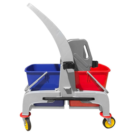 GGM Gastro Janitorial Cleaning Trolley - Open - with 2 Containers & Mop Wringer - Grey