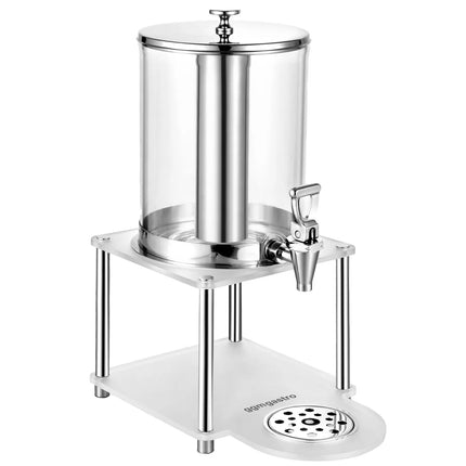 GGM Gastro Juice Dispenser - 1x polycarbonate tank with tap & ice insert - 7.7 Litres - Stainless steel - incl. drip tray & base frame